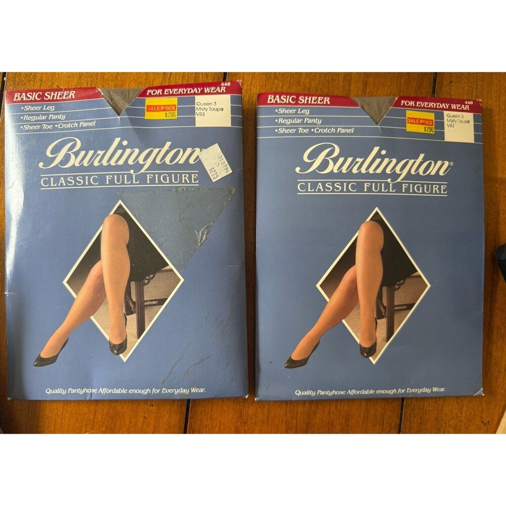 2 Burlington Classic Full Figure Basic Sheer Pantyhose Queen 3 Misty Taupe V83